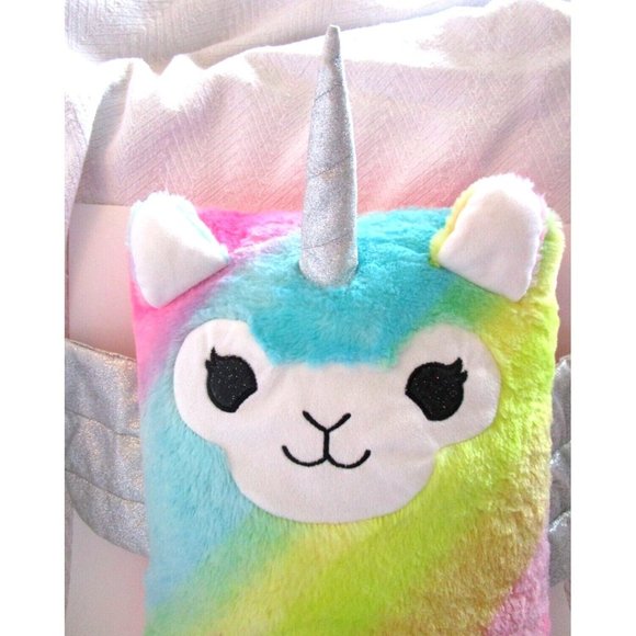Justice Llama Unicorn Rainbow Pillow-Missing Mini Plush In Pouch 15" - Kellytoy - Picture 2 of 12